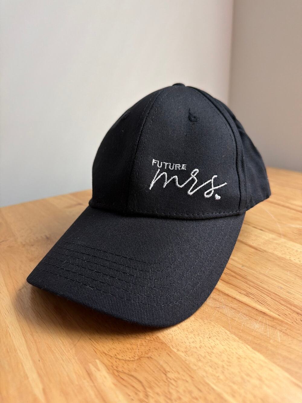 Ring Boxes Future Mrs. Embroidered Black Adjustable Cap Bride Wedding Hat